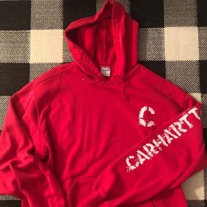 Men’s Carhartt red rugged wear hoodie